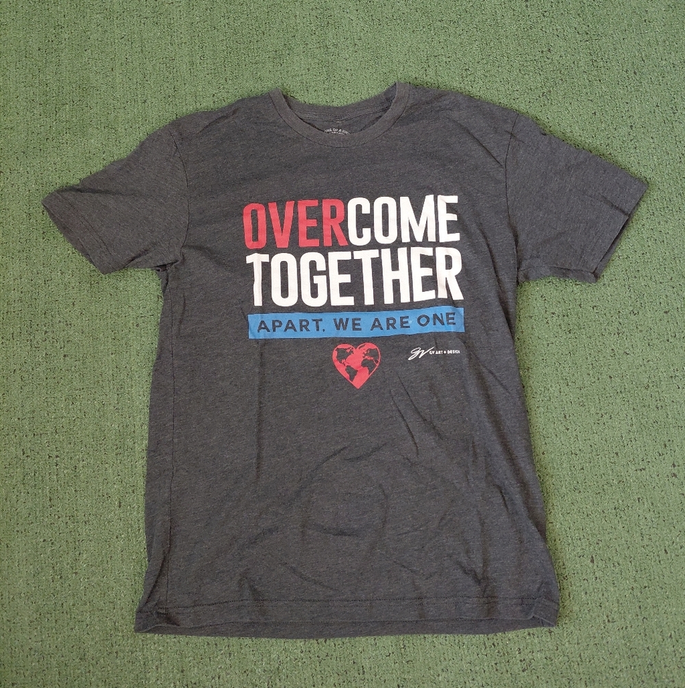 GV Art Overcome Together Apart We Are One Gray T Shirt Sz Medium